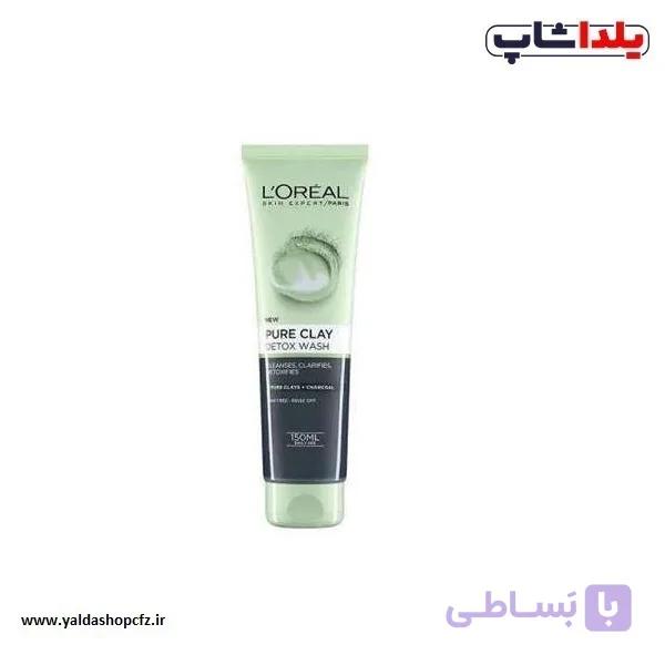 ژل شستشوی لایه بردار خاک رس لورآل مدل detox wash
