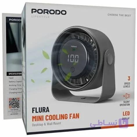 پنکه شارژی رومیزی و دیواری پرودو Porodo Flura Mini Cooling Fan With Desktop & Wall Mount PDF853 — تصویر 1
