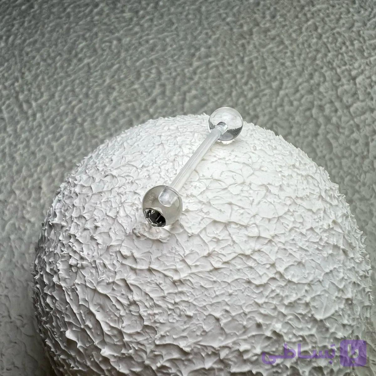 پیرسینگ زبان سیلیکونی نگین دار کد 713 — تصویر 1