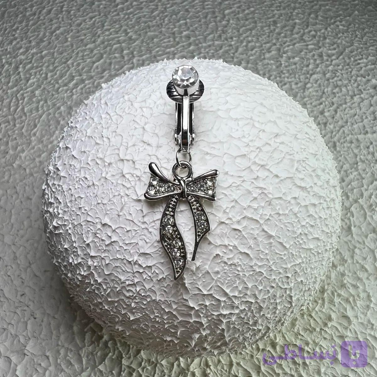 پیرسینگ ناف فیک مدل پاپیون کد 585 — تصویر 1