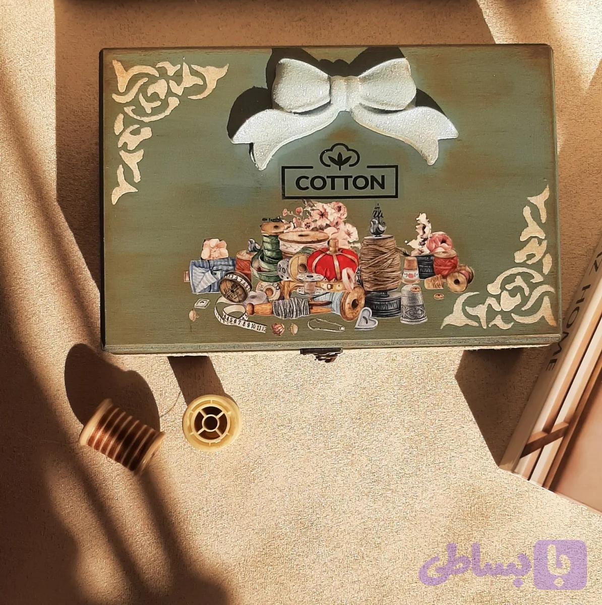 جعبه چوبی وسایل خیاطی