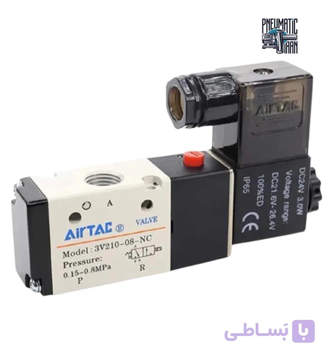 شیر برقی پنوماتیک ایرتک ۳/۲ تک بوبین سایز۱/۲
