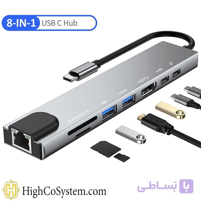 هاب 8 پورت همه کاره USB-C مدل 8in1 — تصویر 1