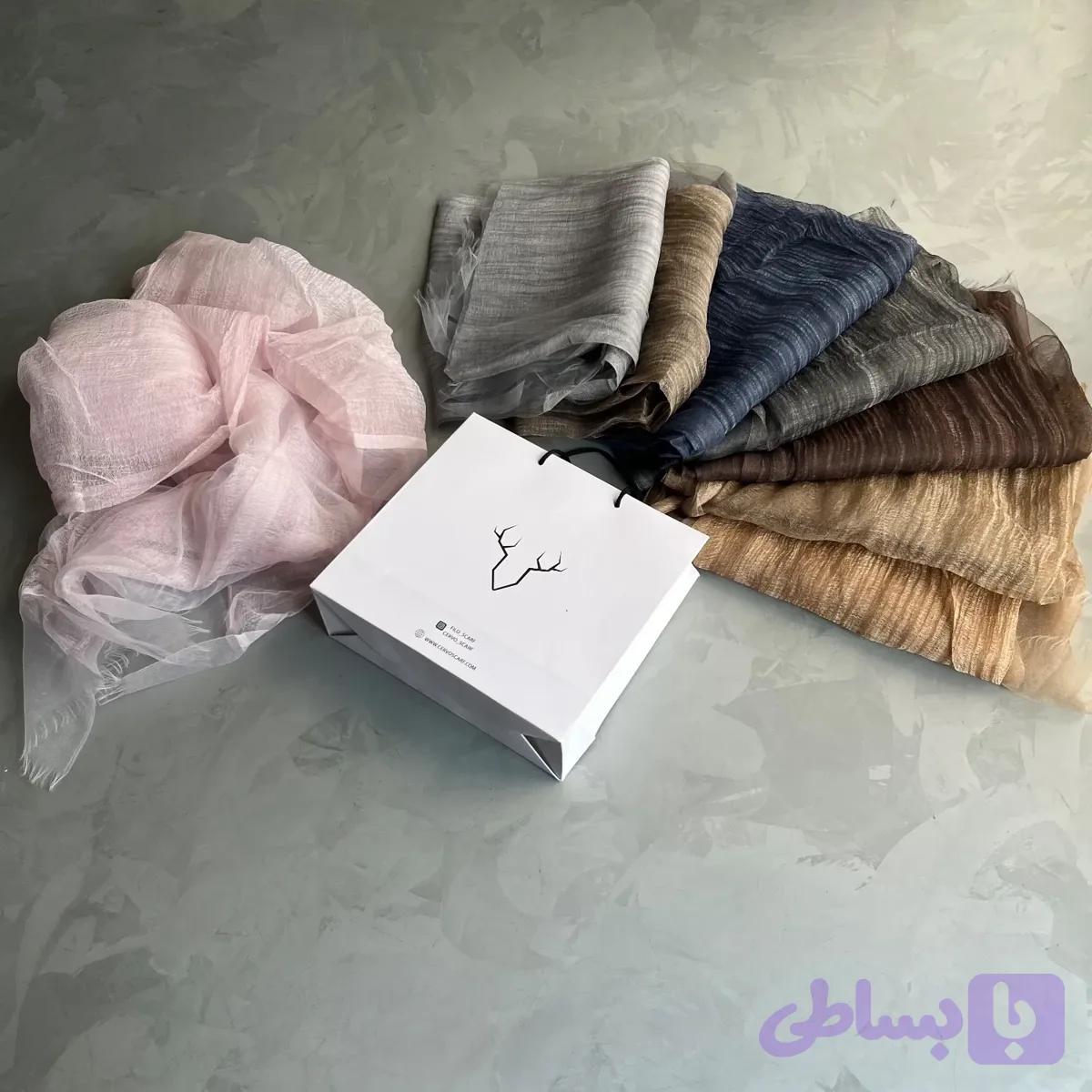 شال دولایه حریر شیشه ای — تصویر 1
