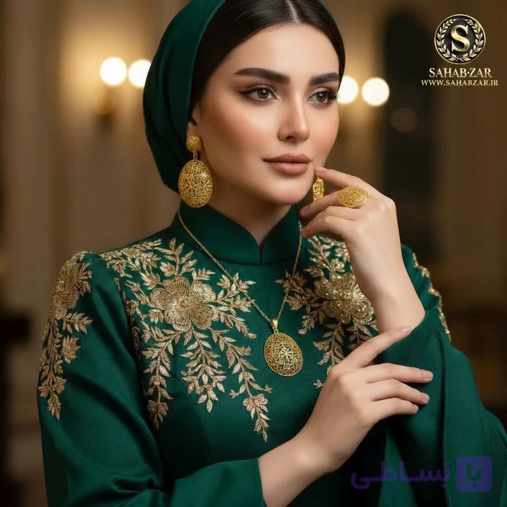 نیم‌ست طلای ۱۸ عیار طرح مشبک ستاره‌ای – ظریف، هنری و خاص (سری نهم بی‌اجرت) | سحاب زر