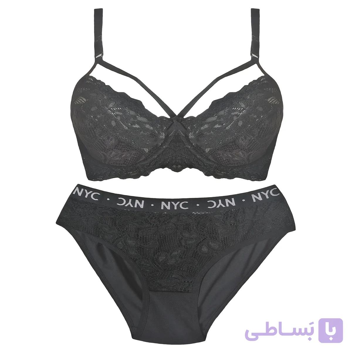 ست شورت و سوتین دانتل فنردار مشکی کش اسپرت nyc کد 293 — تصویر 1