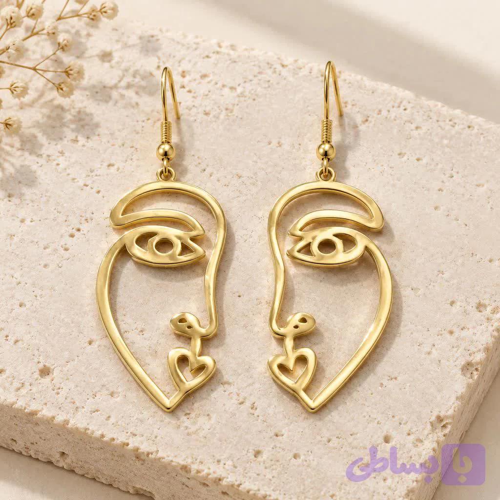 گوشواره برنج دست ساز طرح هندسی — تصویر 1