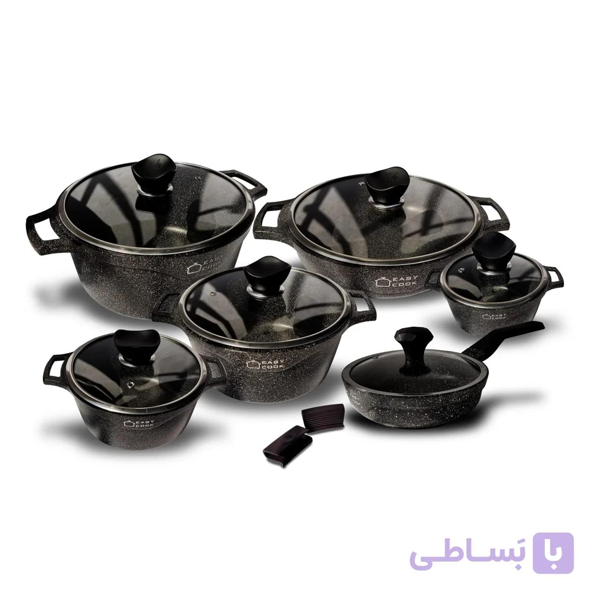 سرویس قابلمه چدن طرح گرانیت ست 12 پارچه برند ایزی کوک — تصویر 1