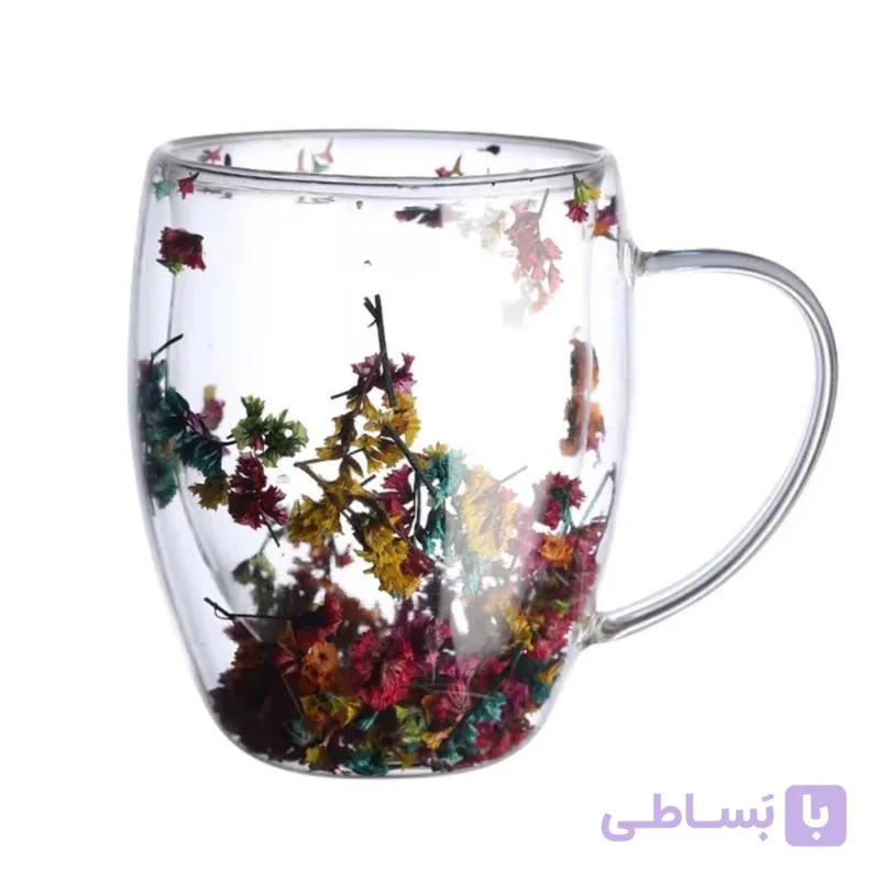لیوان پیرکس گل دار