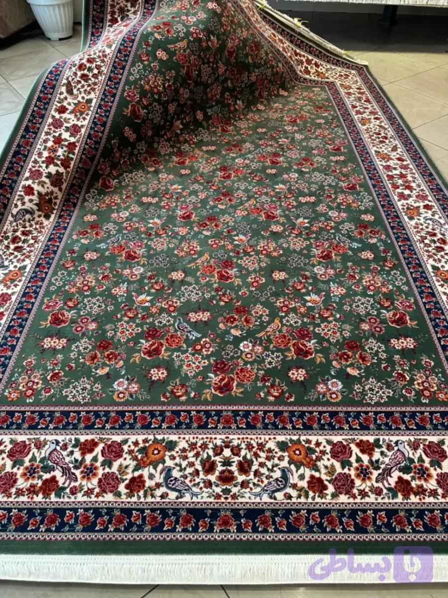 فرش تهران طرح باغ گل سبز کد sl — تصویر 1
