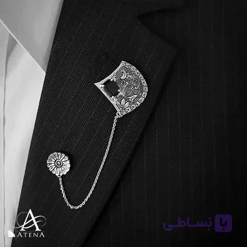 سنجاق کت نقره مردانه طرح یزدان — تصویر 1