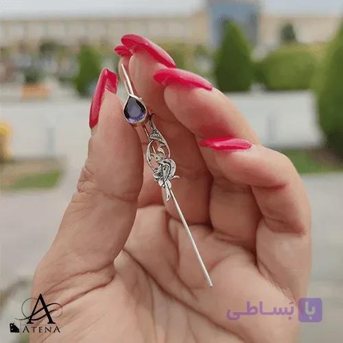 گوشواره نقره طرح پرند — تصویر 1