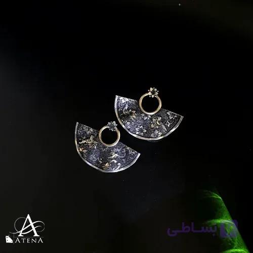گوشواره نقره طرح نیلوفر — تصویر 1