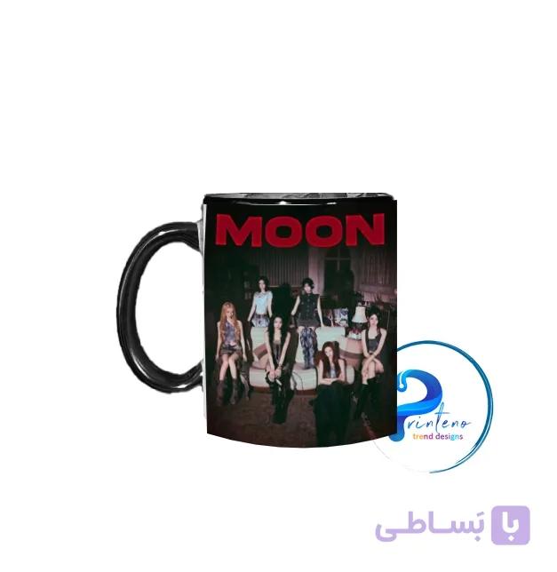 ماگ سرامیکی طرح BABYMONSTER (بیبی مانستر) – مدل MOON با دسته مشکی
