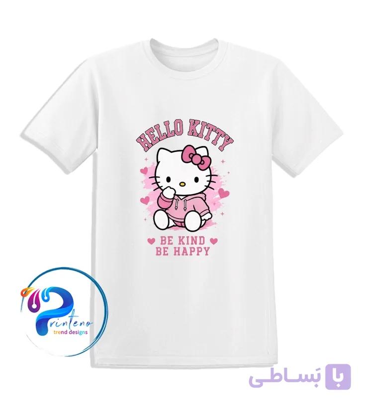 تیشرت طرح هلو کیتی | Be Kind Be Happy | چاپ DTF تمام نخ | دو رنگ سفید و مشکی