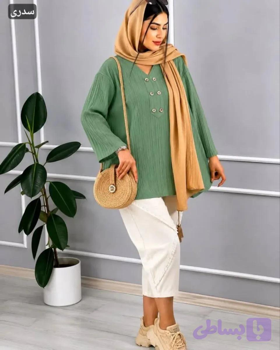 شومیز ساده رنگی خنک و تابستانی — تصویر 1