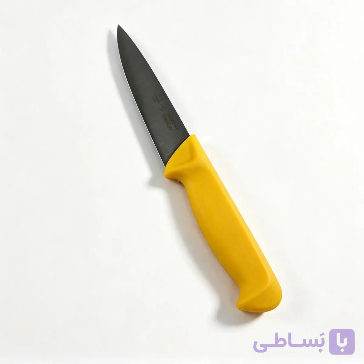 چاقو بیخصی کوتاه تیغه 9.5 دسته زرد حیدری — تصویر 1