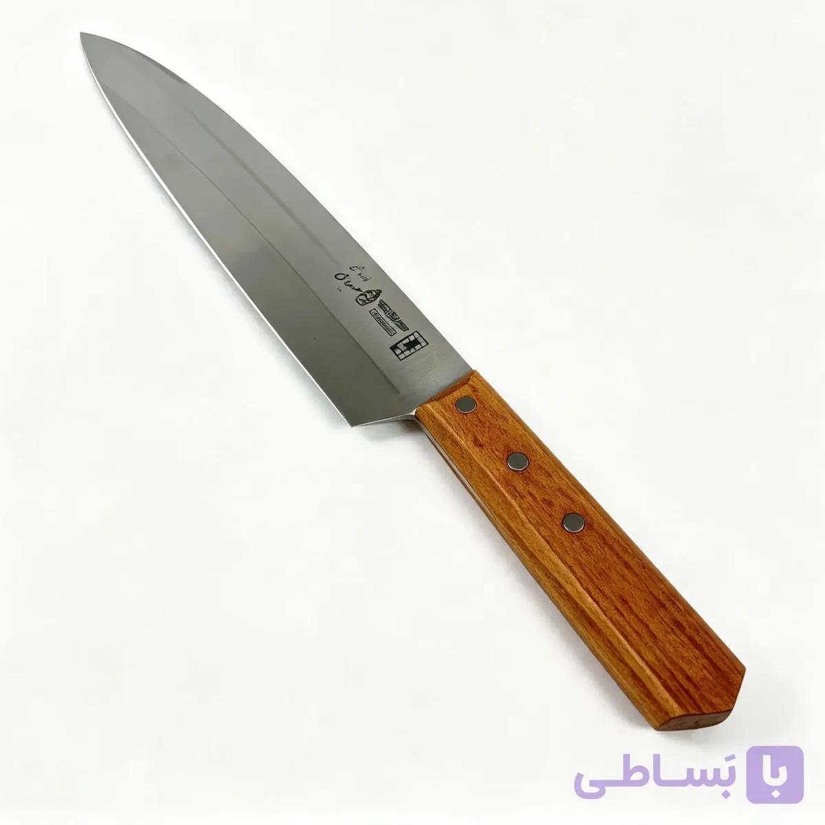 چاقو راسته دسته چوبی 5 تیغه 22 حیدری — تصویر 1