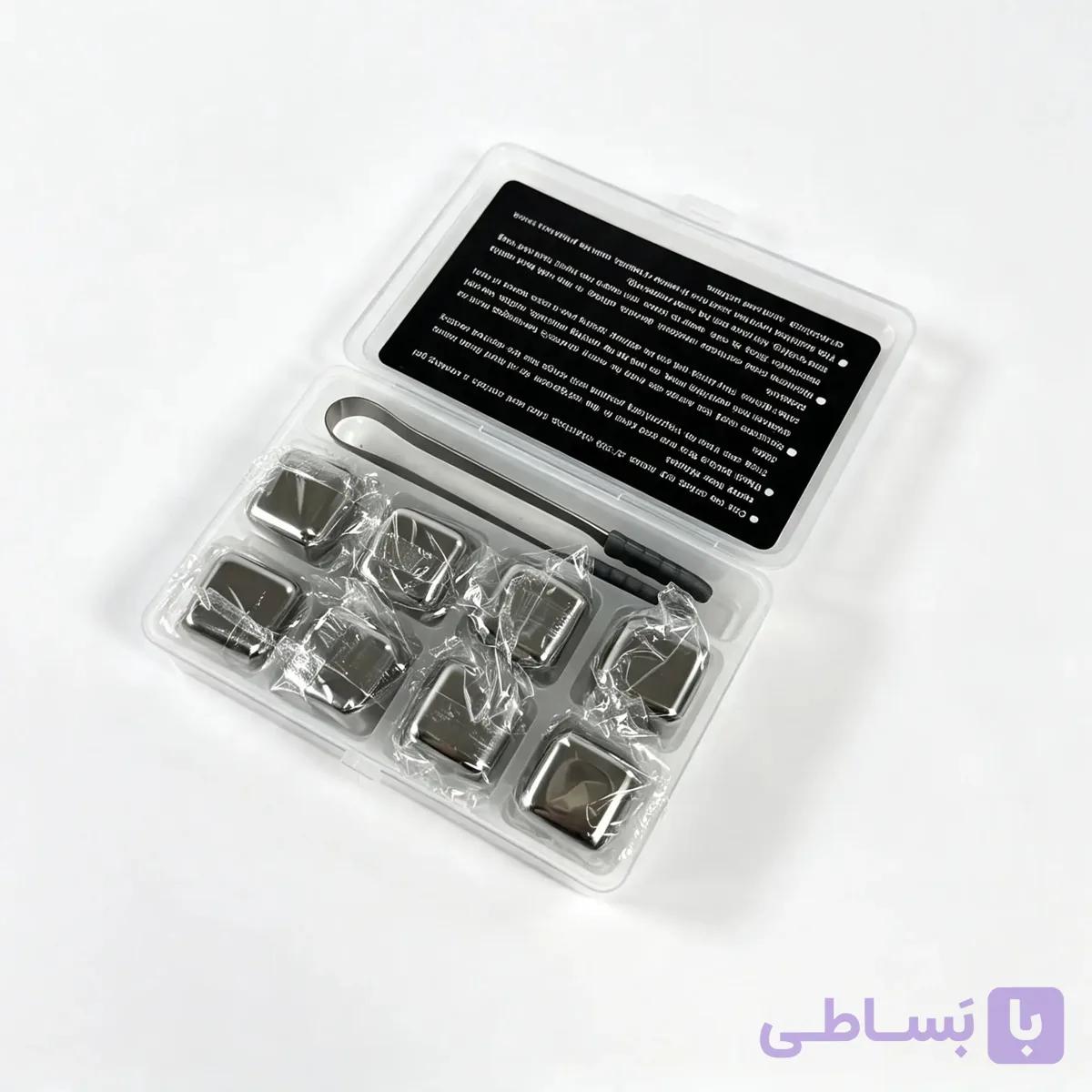 قالب یخ استیل 6 عددی همراه با انبر — تصویر 1
