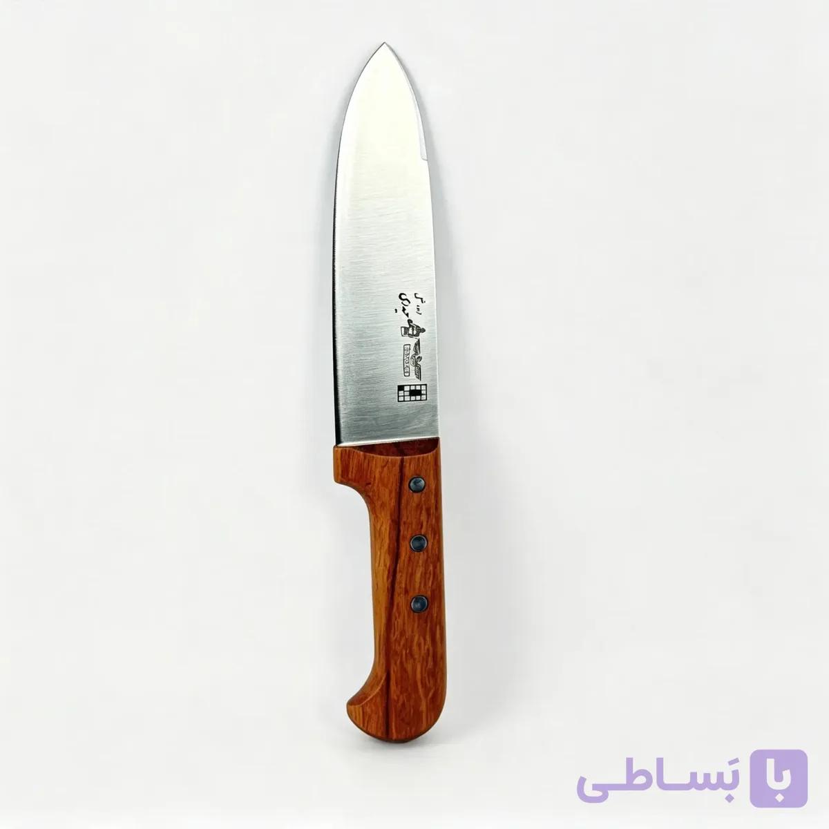 چاقو سلاخی 5 دسته چوبی تیغه 16 حیدری — تصویر 1