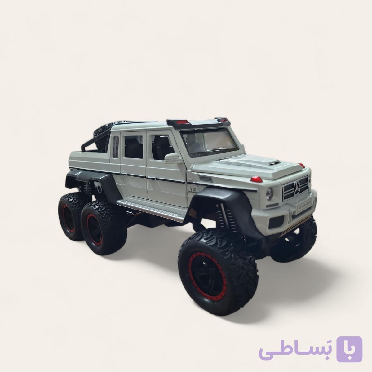 ماشین فلزی مرسدس بنز G63 AMG شش چرخ سفید مقیاس 1:22 مدل 122A