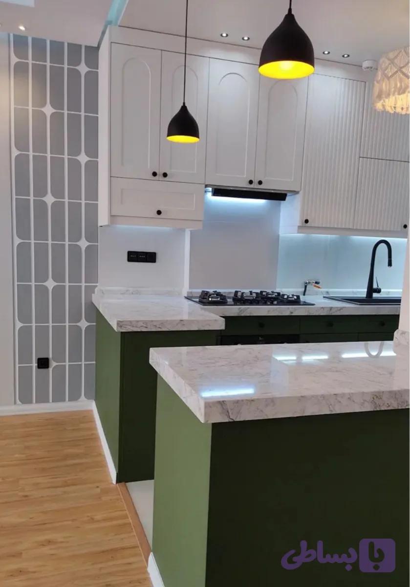 کابینت نیوکلاسیک سفید وسبزروکش جدید کدb۲۶۸