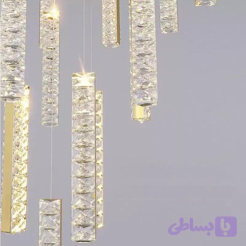 لوستر مدرن خیاری استیل کریستالی 3 و 5 عددی — تصویر 1