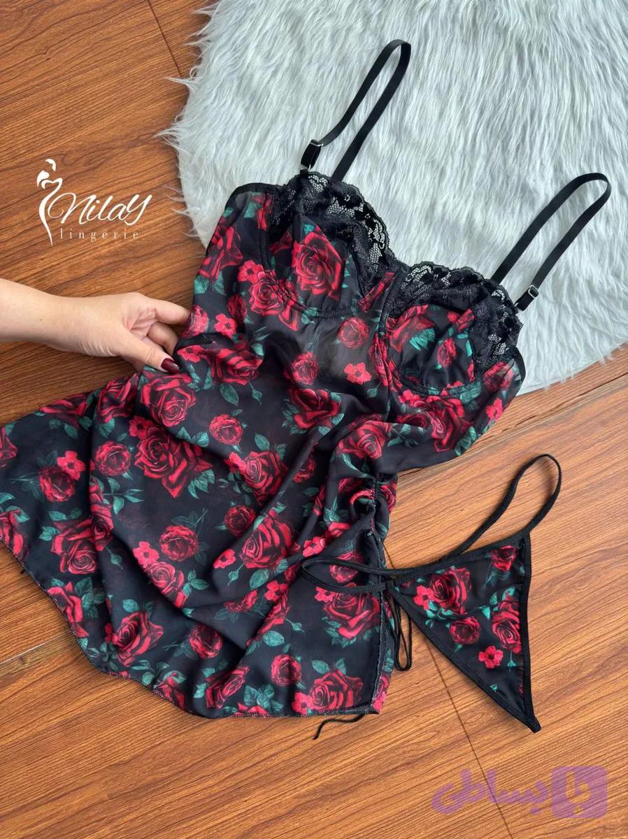 پیراهن گلدار فنردار کد 7855