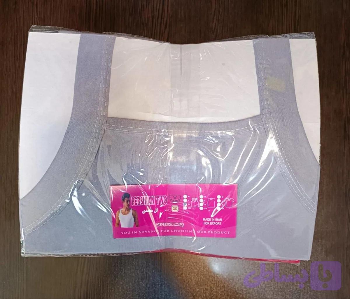 زیر پوش یقه خشتی رنگی L-XL ( اقتصادی ) جین 12 تایی — تصویر 1