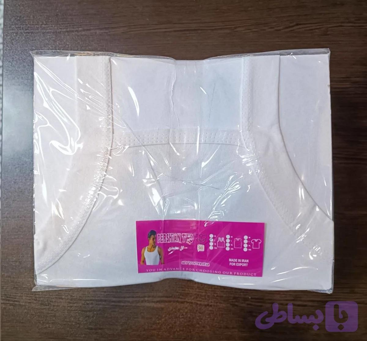 زیر پوش یقه خشتی سفید L-XL ( اقتصادی ) جین 12 تایی