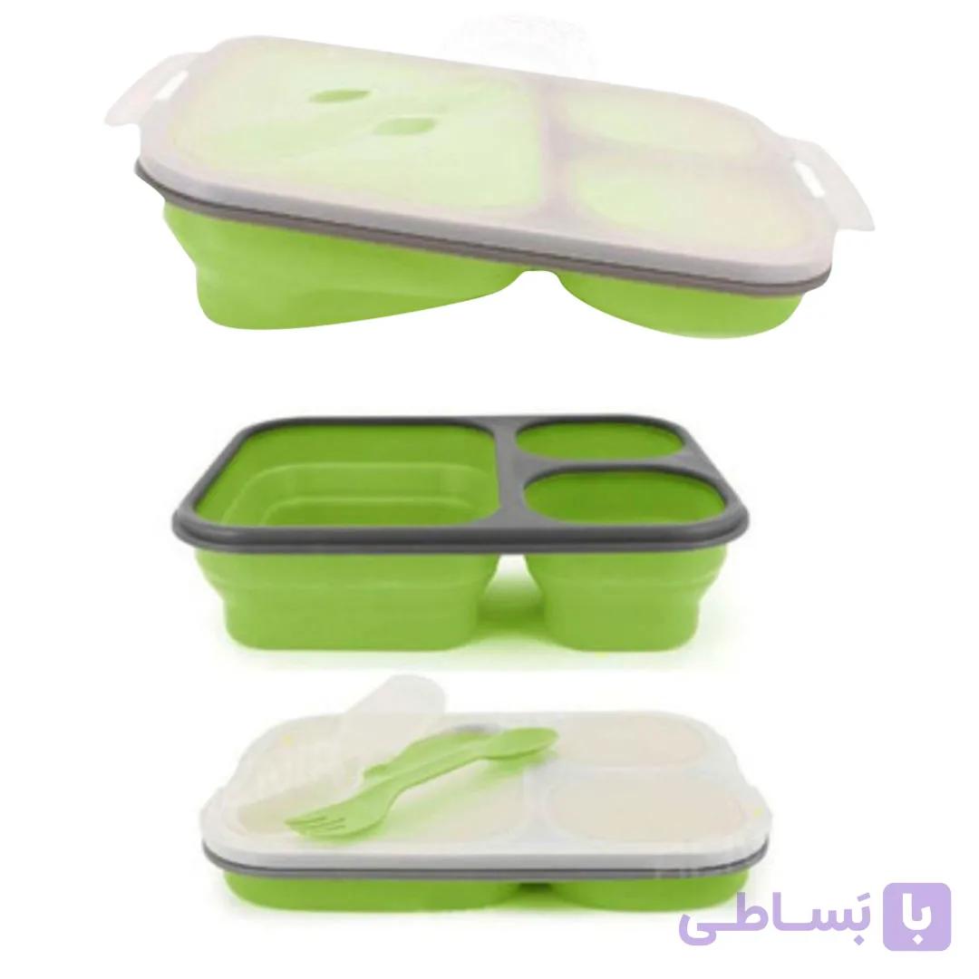 ظرف غذا سلیکونی فول دابل Foldable مدل یک نفره ی دو قسمته