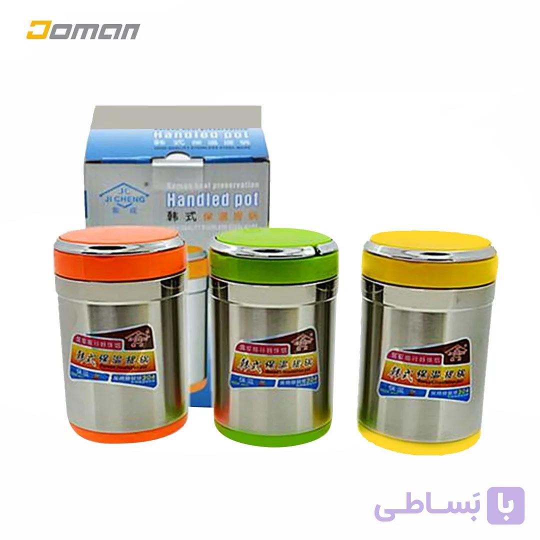 ظرف غذای کوه و طبیعت ( فلاسک ) استیل جی چینگ JI CHENG مدل یک لیتری دو قسمتی — تصویر 1