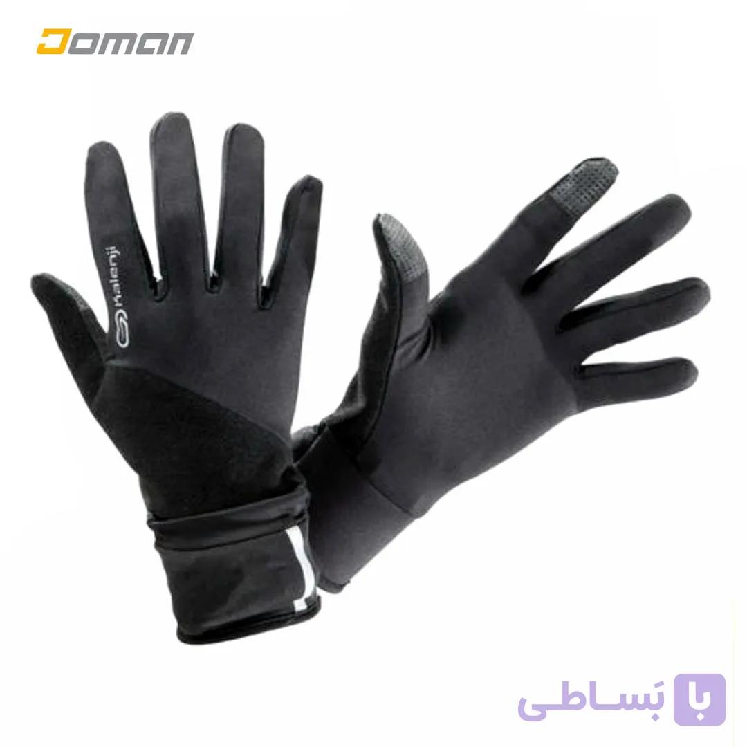 دستکش کوهنوردی کالنجی دیکتلون Kalenji Decathlon فرانسه مدل ران گِلاوز اوولتیو بِلَک کاور دار RUN GLOVES EVOLUTIV BLACK — تصویر 1