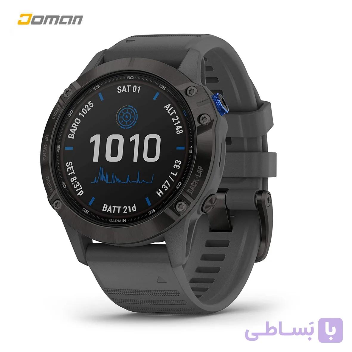 ساعت کوه نوردی و ماجراجویی گارمین GARMIN آمریکا مدل: ساعت گارمین فنیکس 6 پرو سولار پریمیوم مولتی اسپرت جی پی اس GARMIN FENIX 6 PRO SOLAR Premium Multisport GPS Watch — تصویر 1