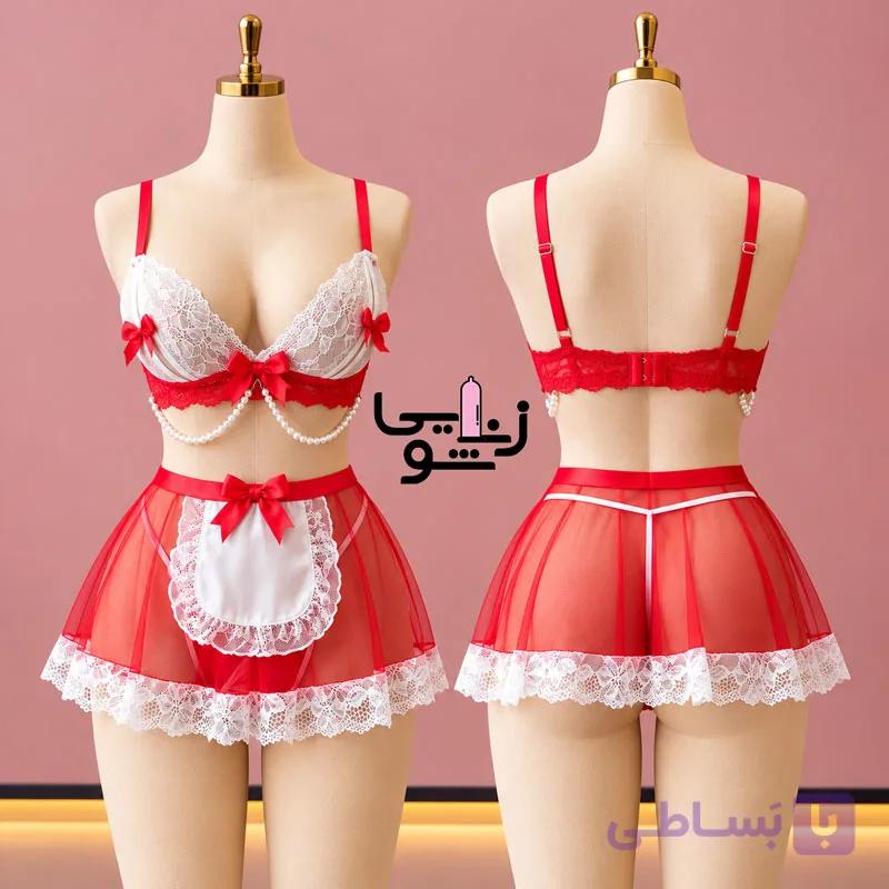 کاستوم خدمتکاری قرمز مرواریدی کد 7004 — تصویر 1