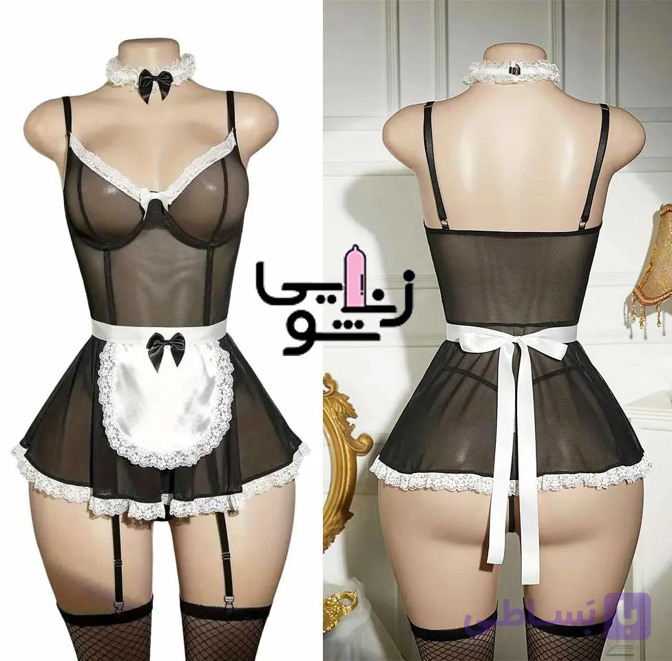 کاستوم خدمتکار کد 2076 جوراب دار مشکی — تصویر 1