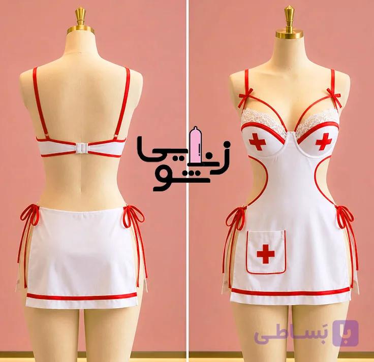 کاستوم پرستاری فنردار تیفا کد 2051 سفید — تصویر 1