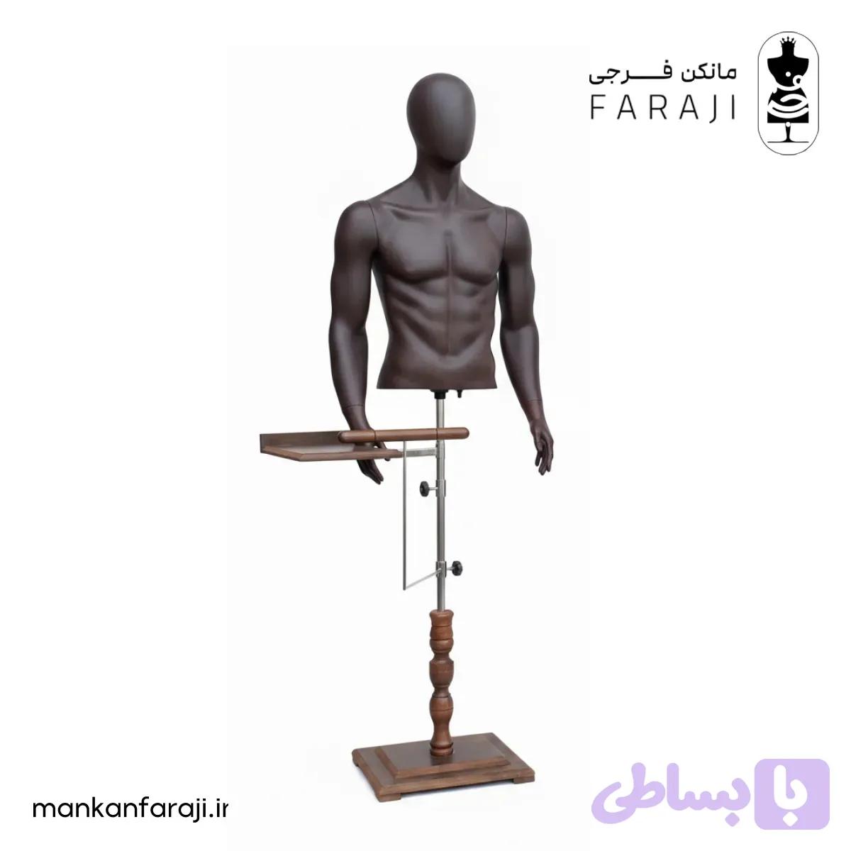مانکن نیم تنه دست دار فایبرگلاس مردانه با نگهدارنده شلوار و کفش کد 106 — تصویر 1
