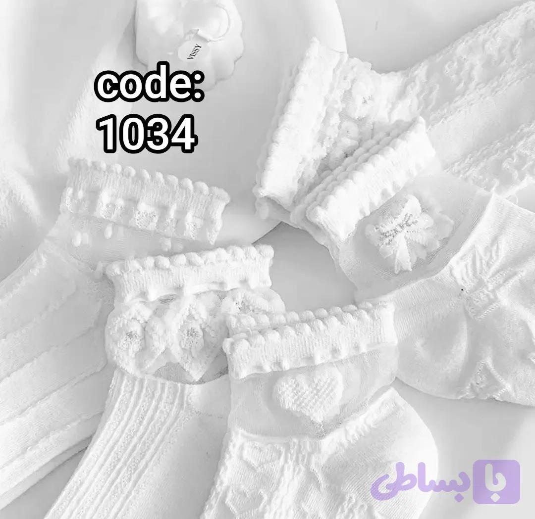 (۱۰ جفتی) جوراب مچی زنانه کد 1034 مچ شیشه سفید لادن — تصویر 1