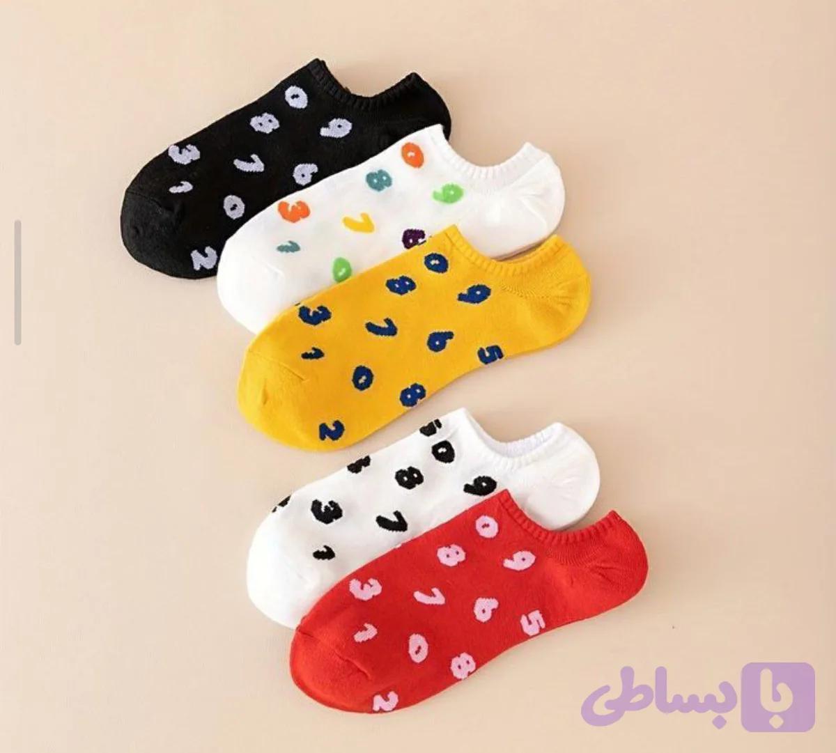 (۱۰ جفتی) جوراب زیر قوزکی زنانه طرح اعداد کد 1147 لادن — تصویر 1