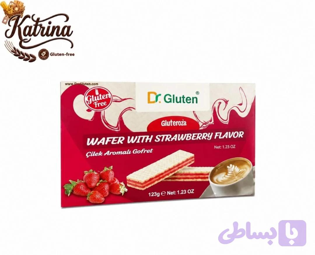 ویفر توت فرنگی بدون گلوتن دکتر گلوتن ۱۰۰ گرم