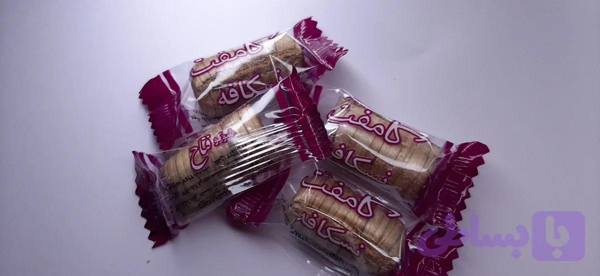 شکلات کامفت{کانفت}مغزدار نوستالژی شوکوفتاح{اصل} طعم نسکافه