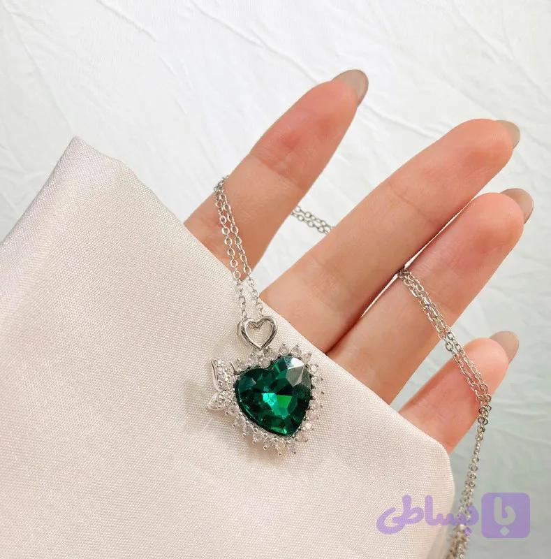 گردنبند قلبی سبز کد03