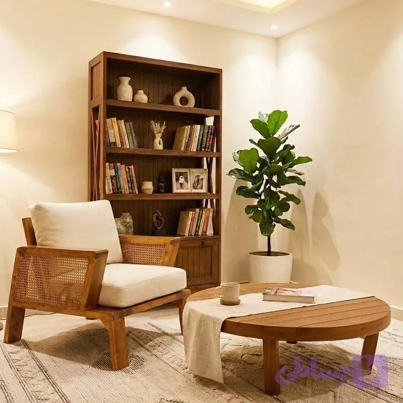 مبل تک نفره راحتی مدل سپید حصیری — تصویر 1