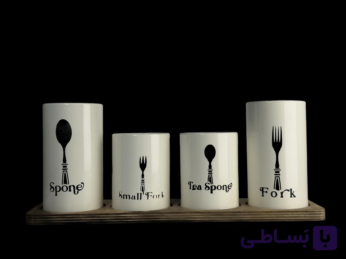 جا قاشق و کارد و چنگال 4پارچه سانی زیره چوب
