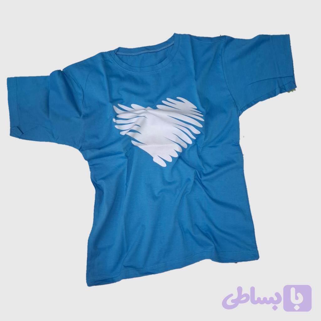 تیشرت زنانه نخ ویسکوز، پنبه طرح قلب — تصویر 1