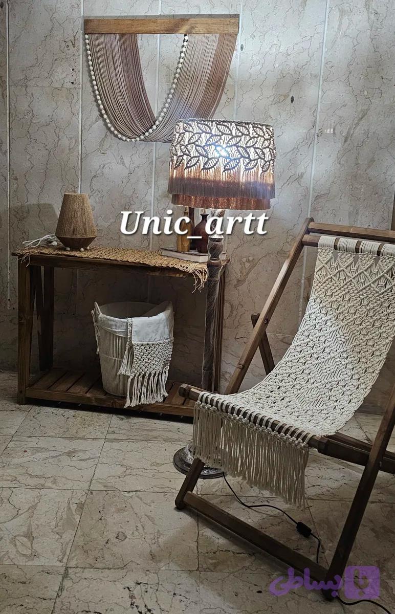 آباژور مکرومه با پایه چوب روس