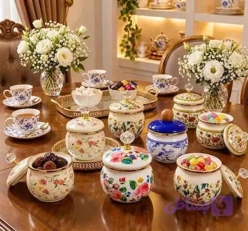 قندان لعابی گلدار وارداتی 6 طرح — تصویر 1