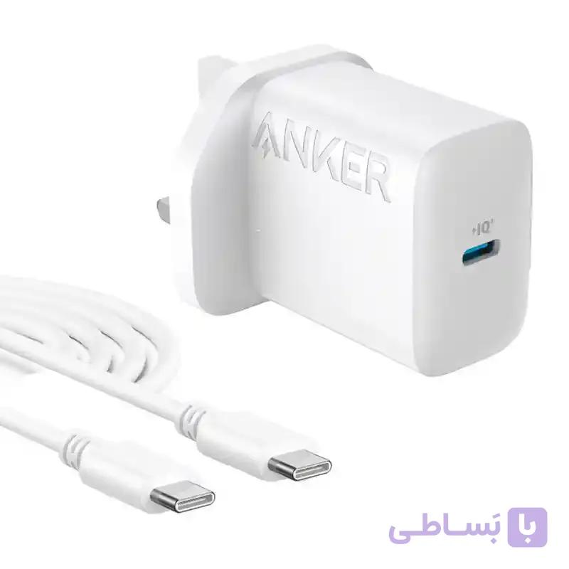 شارژر دیواری 20 وات انکر مدل B2347K21 به همراه کابل USB Type-C به USB Type-C — تصویر 1