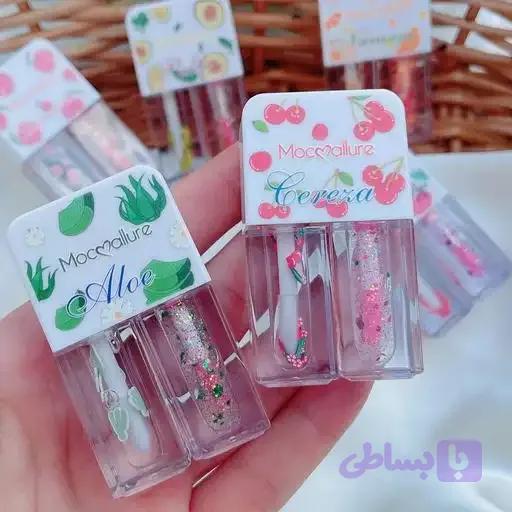 برق لب دو قلو میوه ای گلیتر و ساده Mocoallure